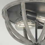Weathered Oak and Iron Rustic Flush Ceiling Light