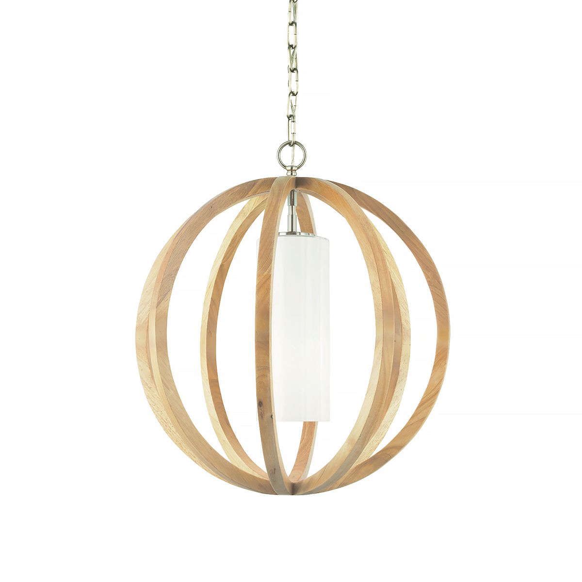 Allier Petite Pendant Light in Oak and Brushed Steel