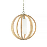 Allier Petite Pendant Light in Oak and Brushed Steel