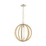 Allier Petite Pendant Light in Oak and Brushed Steel
