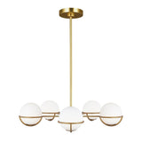 Apollo Mid-Century Modern 5-Light Chandelier in Burnished Brass
