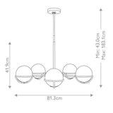 Apollo Mid-Century Modern 5-Light Chandelier in Burnished Brass