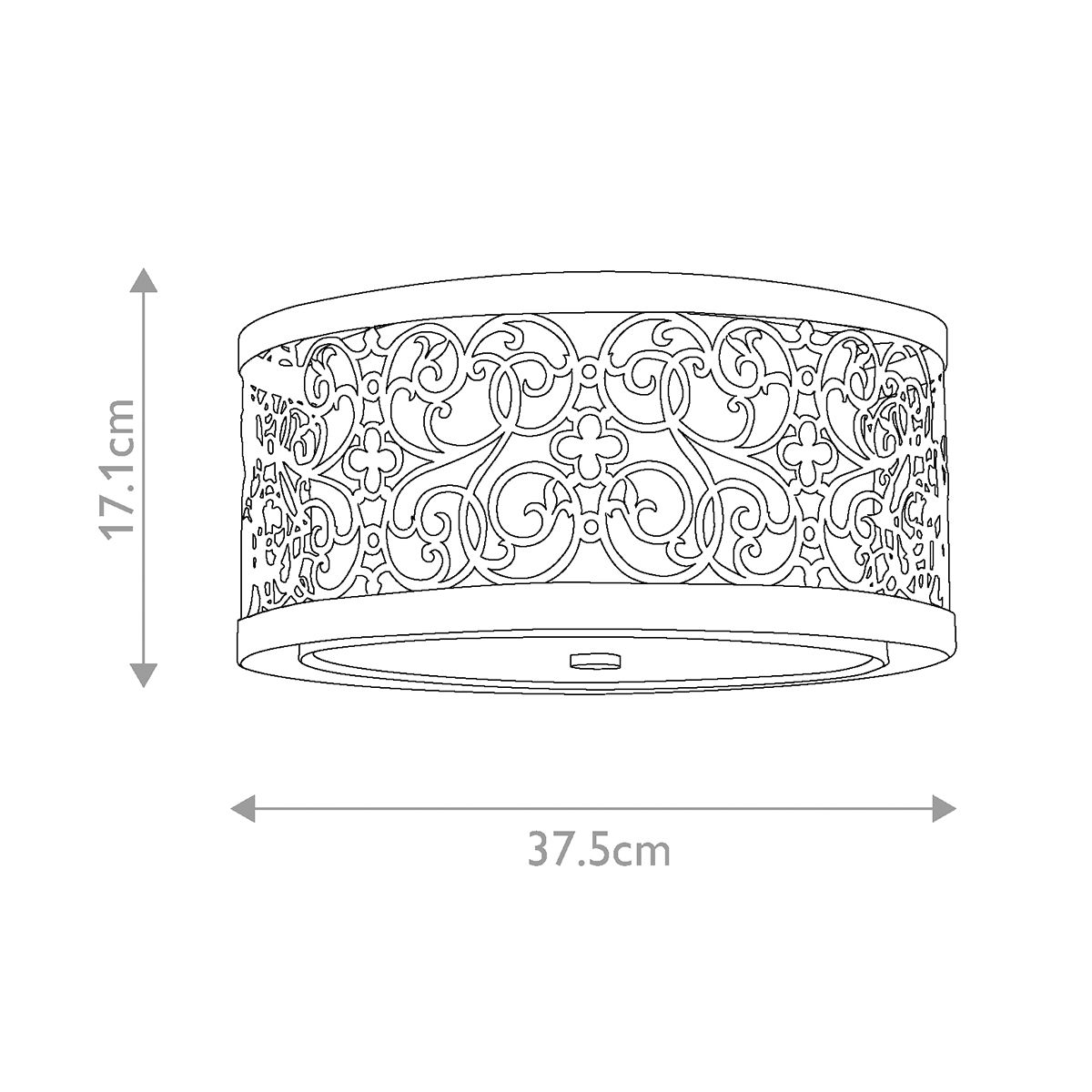 Arabesque Silver Leaf Drum Flush Light with Scrollwork Design