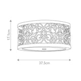 Arabesque Silver Leaf Drum Flush Light with Scrollwork Design