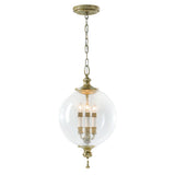 Art Deco Globe Pendant Light - Oxidized Silver Leaf Finish with Blown Glass