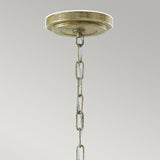 Art Deco Globe Pendant Light - Oxidized Silver Leaf Finish with Blown Glass