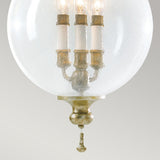 Art Deco Globe Pendant Light - Oxidized Silver Leaf Finish with Blown Glass