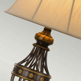 Rustic Antique Brown Table Lamp with Textured Linen Shade
