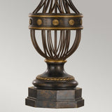 Rustic Antique Brown Table Lamp with Textured Linen Shade