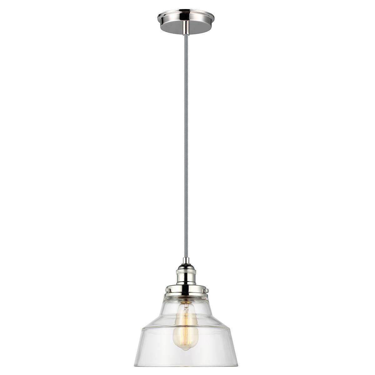 Baskin Modern Glass & Nickel Pendant Light, 254mm