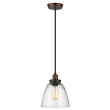 Baskin Aged Brass & Glass Dome Pendant Light, 228mm