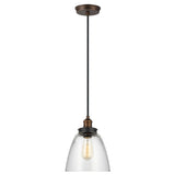 Baskin Aged Brass & Glass Dome Pendant Light, 228mm