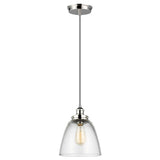 Baskin Modern Glass and Nickel Dome Pendant Light, 228mm