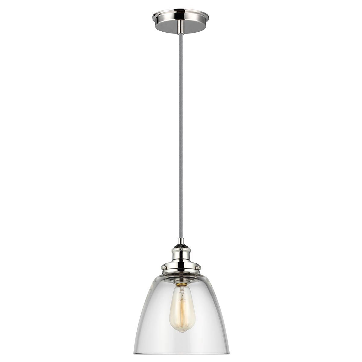 Baskin Modern Glass and Nickel Dome Pendant Light, 228mm