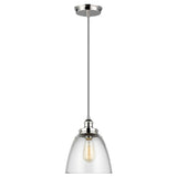 Baskin Modern Glass and Nickel Dome Pendant Light, 228mm