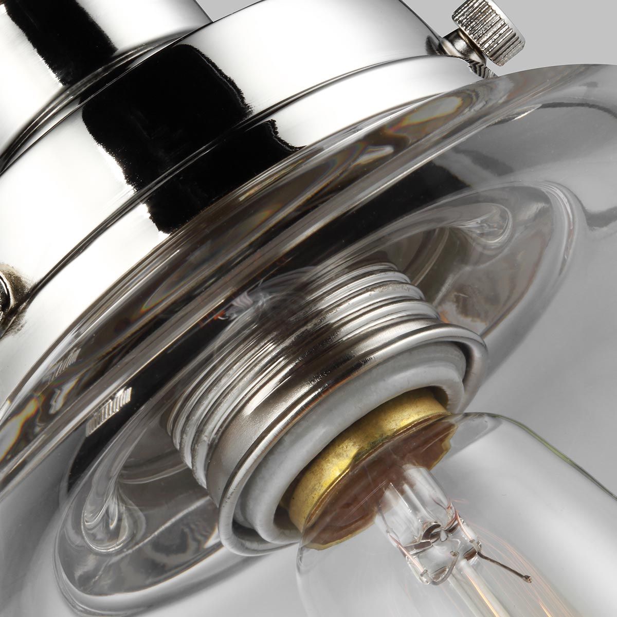 Baskin Modern Glass and Nickel Dome Pendant Light, 228mm