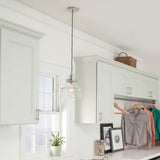 Baskin Modern Glass & Nickel Pendant Light, 254mm