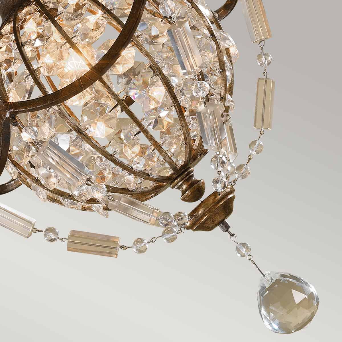 Opulent Bellini Crystal Sphere Chandelier in Aged Bronze Elegance