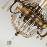 Vintage French-Inspired Chandelier with Antique Quartz and Oxidized Bronze Frame