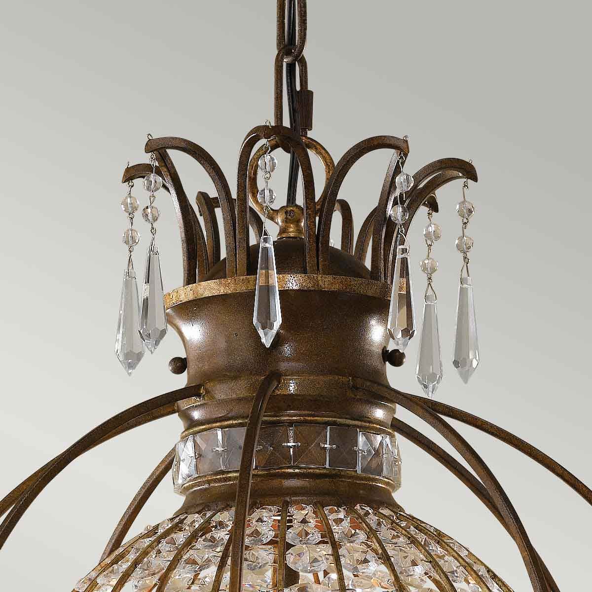 Elegant Vintage-Style Crystal Chandelier with Oxidized Bronze Finish