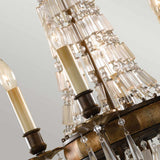 Elegant Vintage-Inspired 4-Light Bronze Chandelier with Quartz Crystals