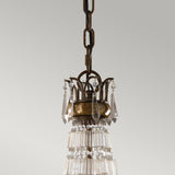 Vintage French-Inspired 6-Light Chandelier in Rustic Bronze with Quartz Crystal Accents