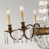 Vintage French-Inspired 6-Light Chandelier in Rustic Bronze with Quartz Crystal Accents
