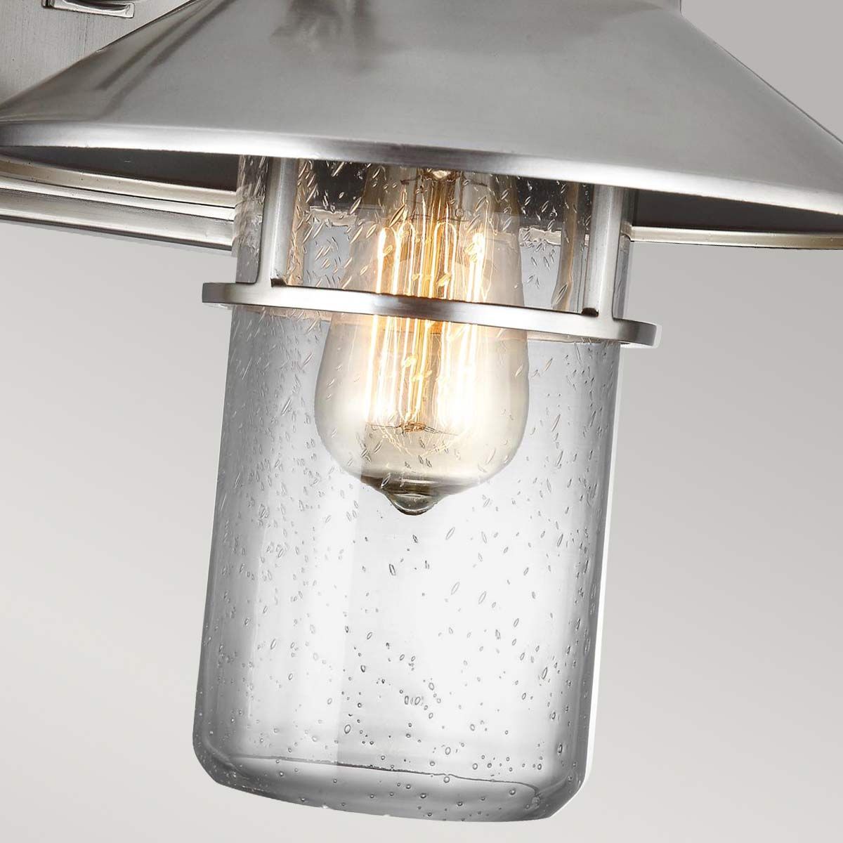 Boynton Coastal-Style Exterior Wall Lantern in Brushed Steel Finish