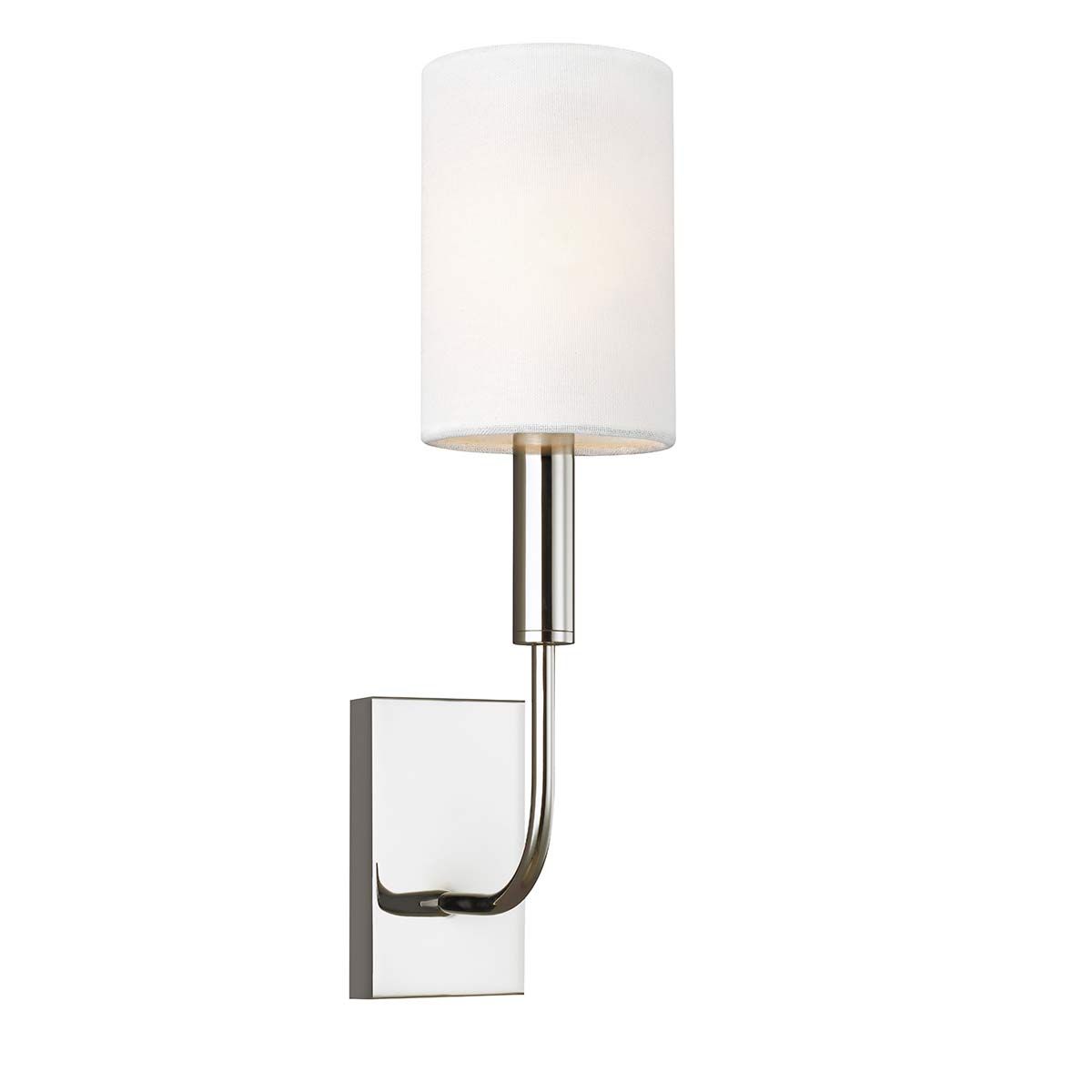 Brianna Polished Nickel Wall Sconce with White Linen Shade