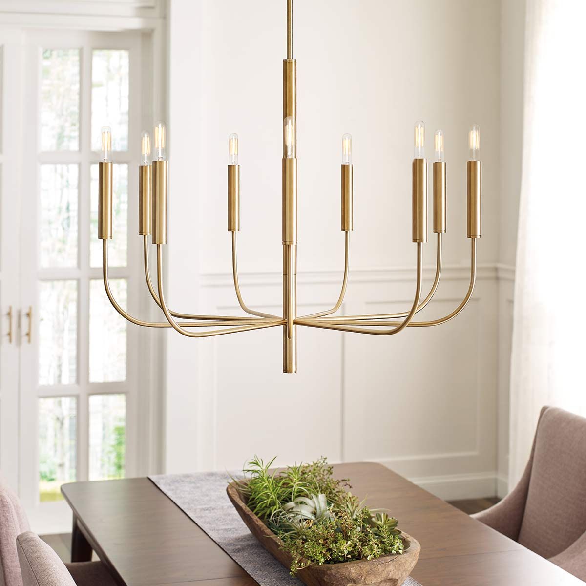 Brianna Modern Elegance 9-Light Chandelier in Burnished Brass