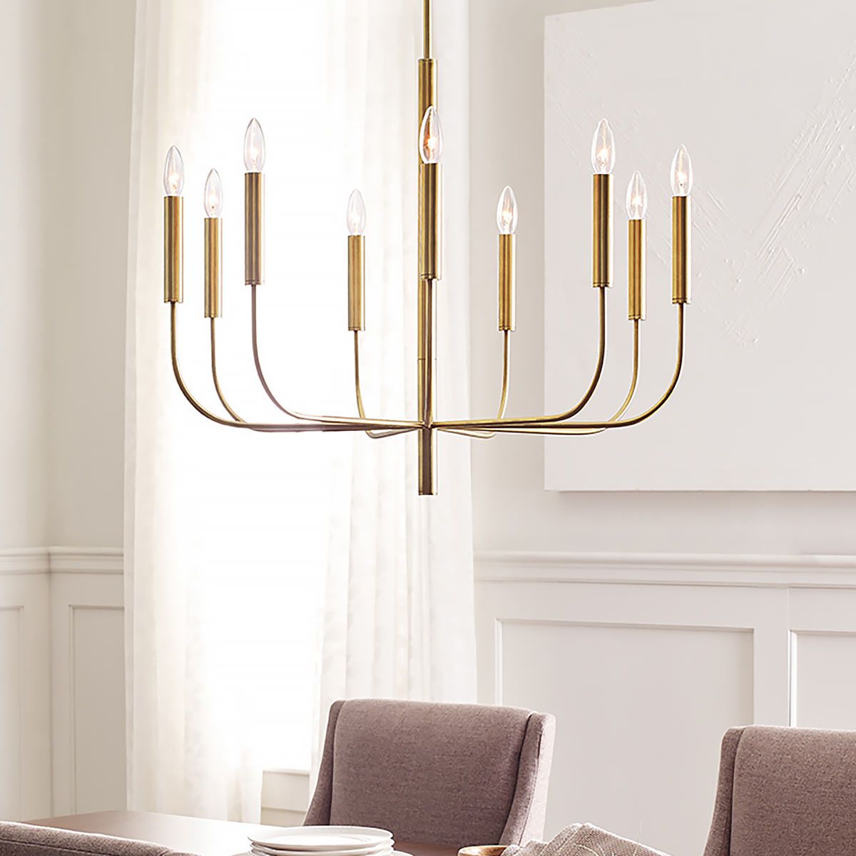 Brianna Modern Elegance 9-Light Chandelier in Burnished Brass