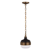 Contemporary Brushed Brass and Matte Black Industrial Pendant Light