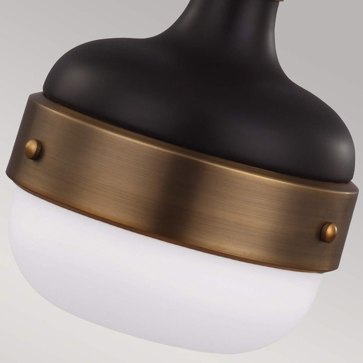 Contemporary Brushed Brass and Matte Black Industrial Pendant Light