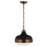 Contemporary Brass and Black Industrial Dome Pendant Light