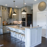 Contemporary Brass and Black Industrial Dome Pendant Light