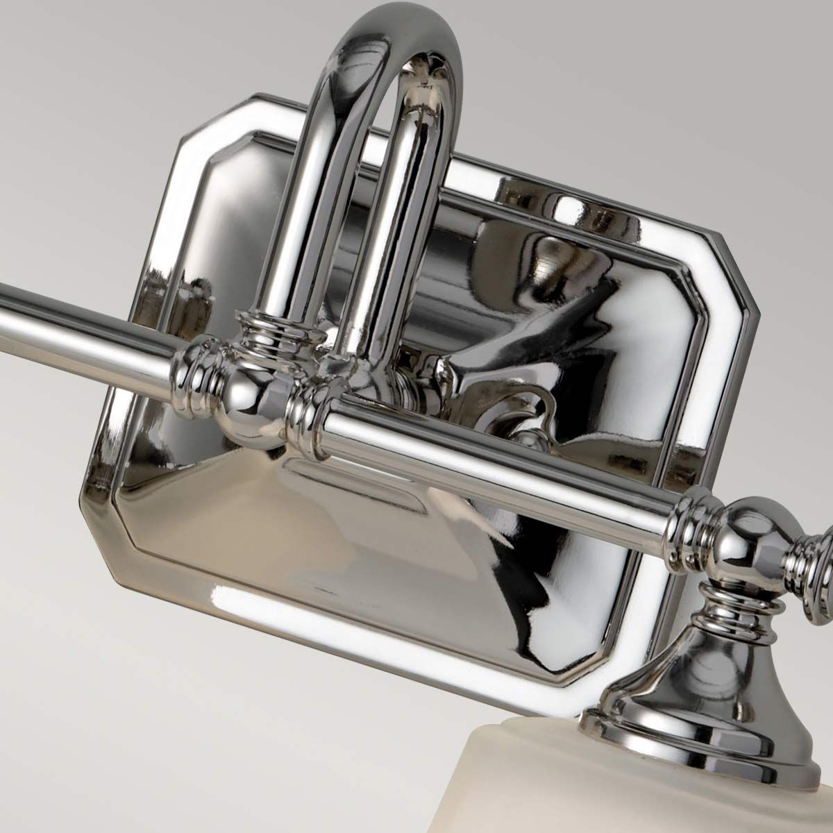 Sleek Chrome Twin Vanity Light with Opal-Etched Glass Shades