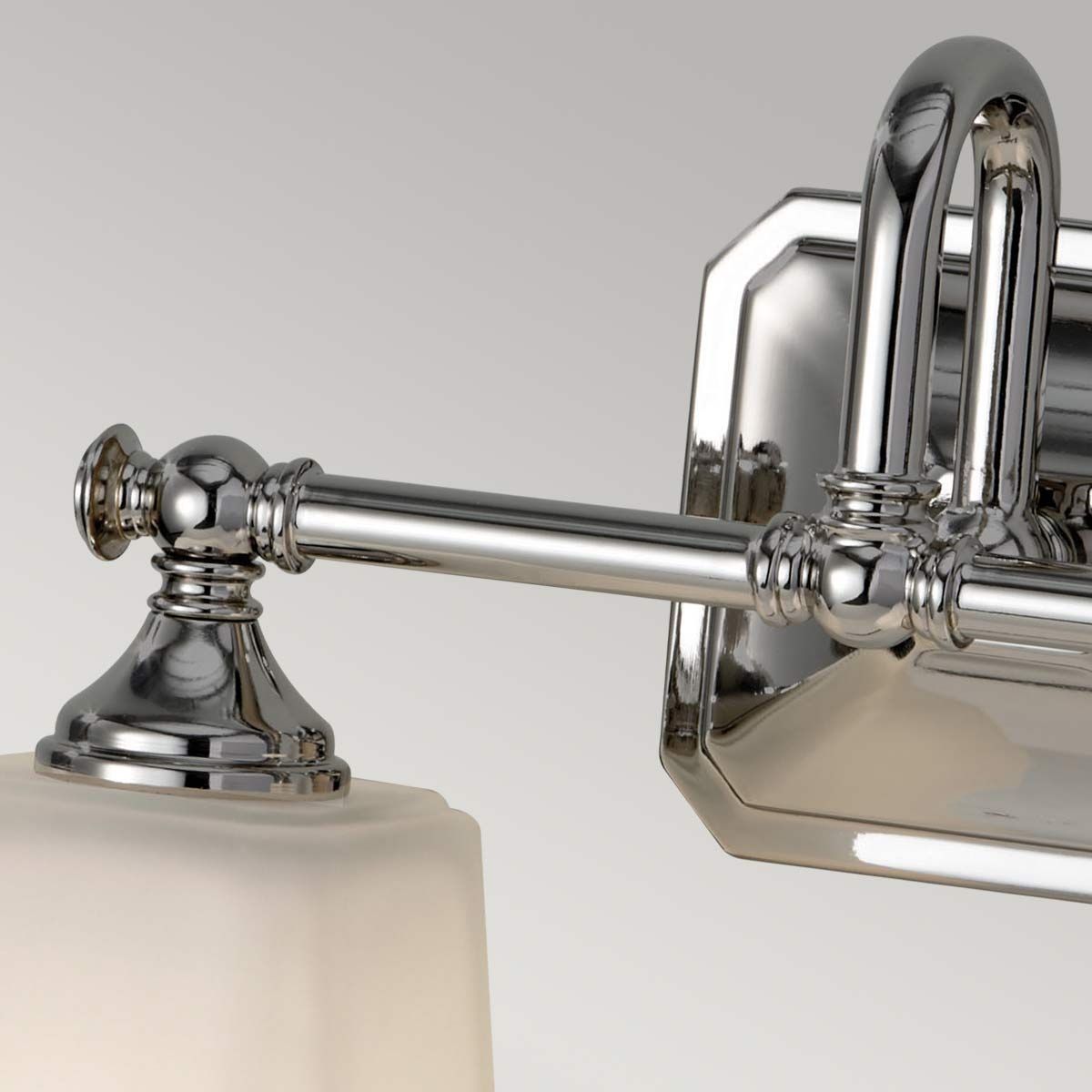 Sleek Chrome Twin Vanity Light with Opal-Etched Glass Shades