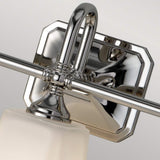 Sleek Polished Chrome Vanity Wall Light with Etched Glass Shades