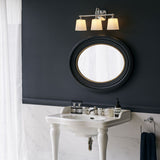 Sleek Polished Chrome Vanity Wall Light with Etched Glass Shades