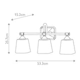 Sleek Polished Chrome Vanity Wall Light with Etched Glass Shades