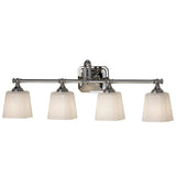 Sleek Chrome Vanity Wall Light with Etched Glass Shades