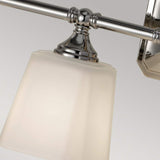 Sleek Chrome Vanity Wall Light with Etched Glass Shades