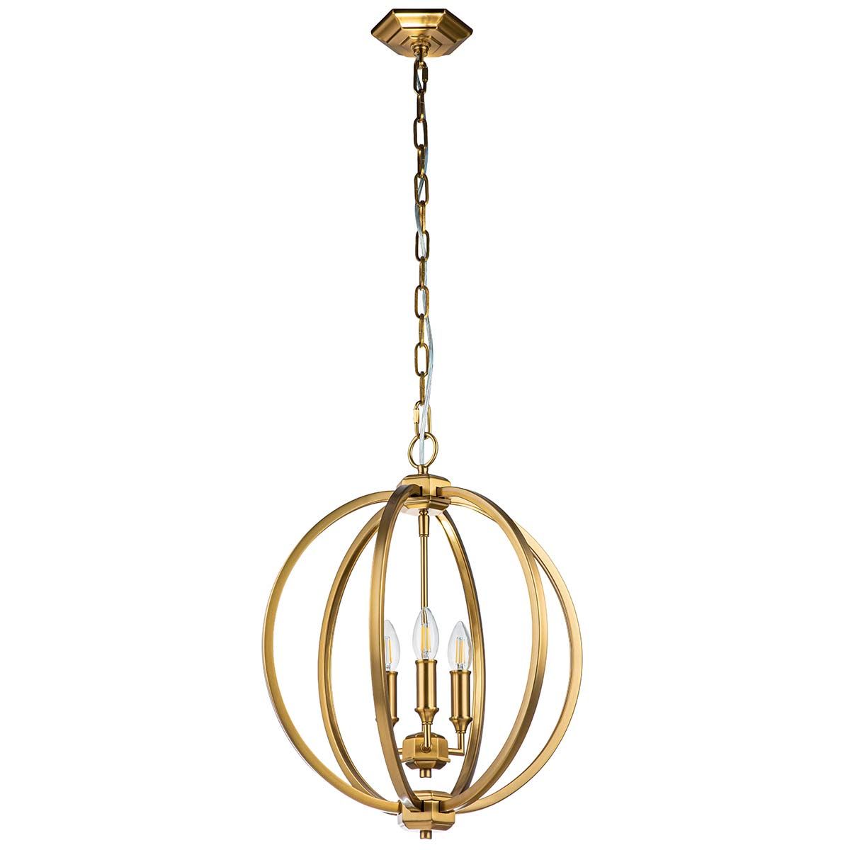Corinne Elegant 3-Light Brass Pendant Sphere