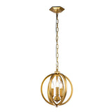 Burnished Brass Triple Light Orb Pendant
