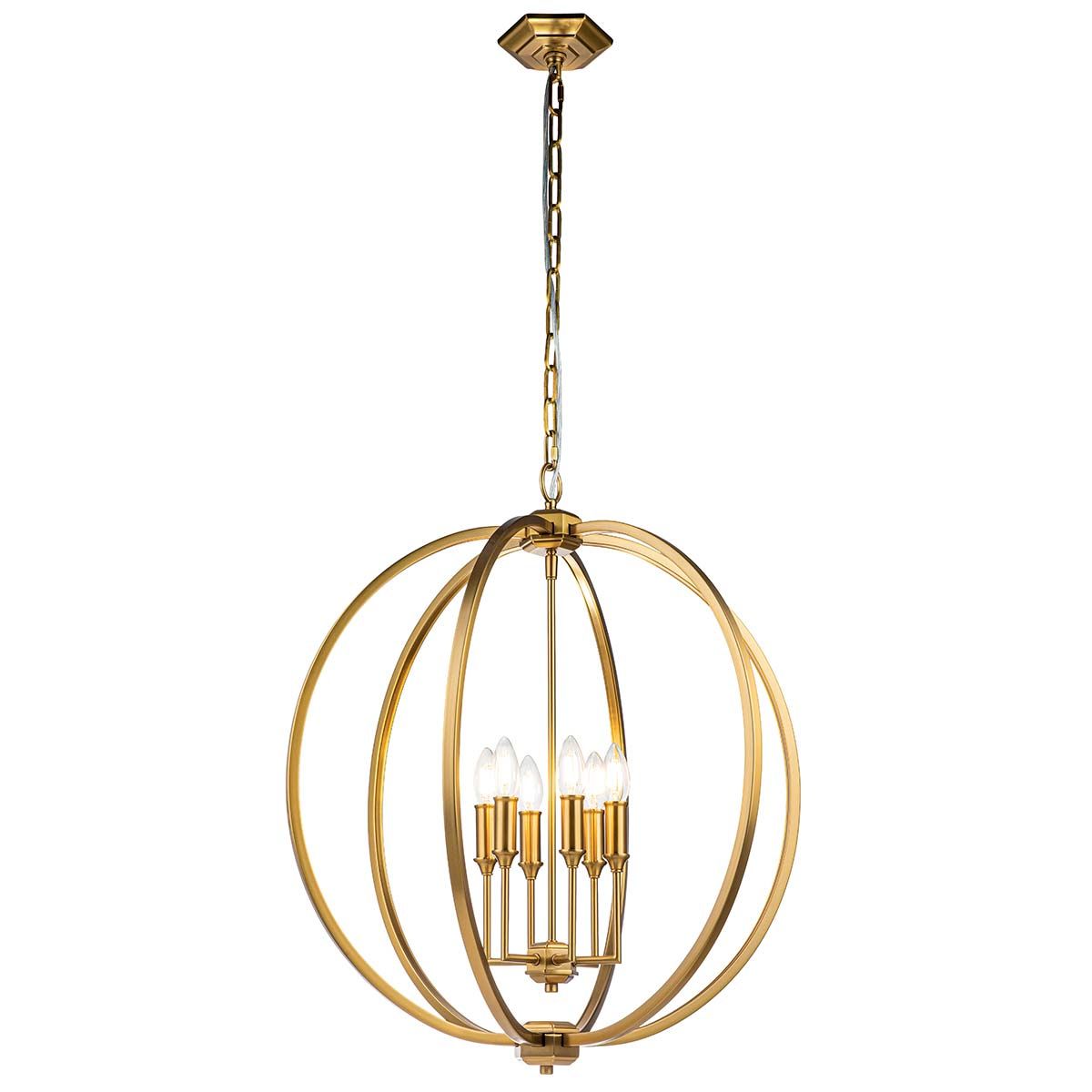 Corinne 6-Light Floating Sphere Pendant in Burnished Brass