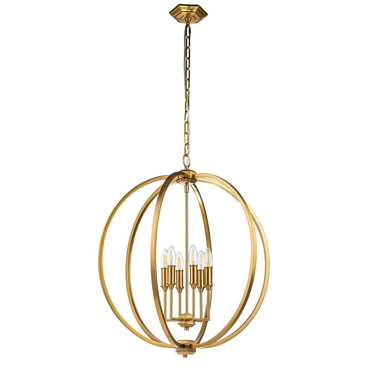 Corinne 6-Light Floating Sphere Pendant in Burnished Brass