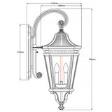 Elegant Matt Black Triple-Bulb Wall Lantern with Clear Glass Panels