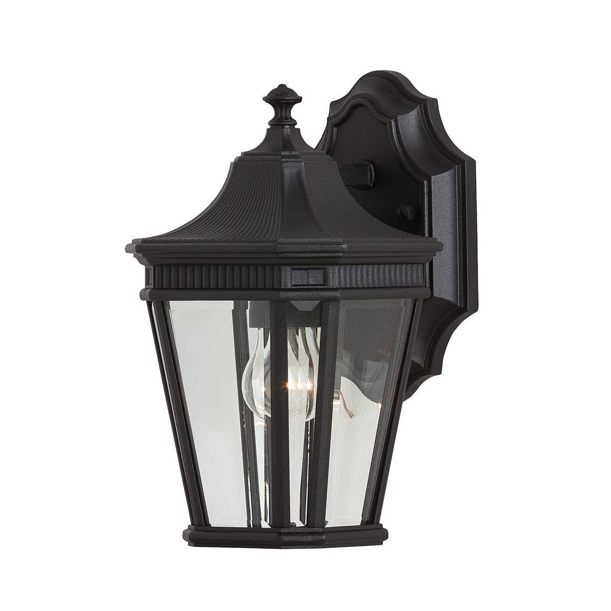 Elegant Black Triple Bulb Outdoor Wall Lantern with Clear Glass Panels