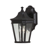 Elegant Black Triple Bulb Outdoor Wall Lantern with Clear Glass Panels