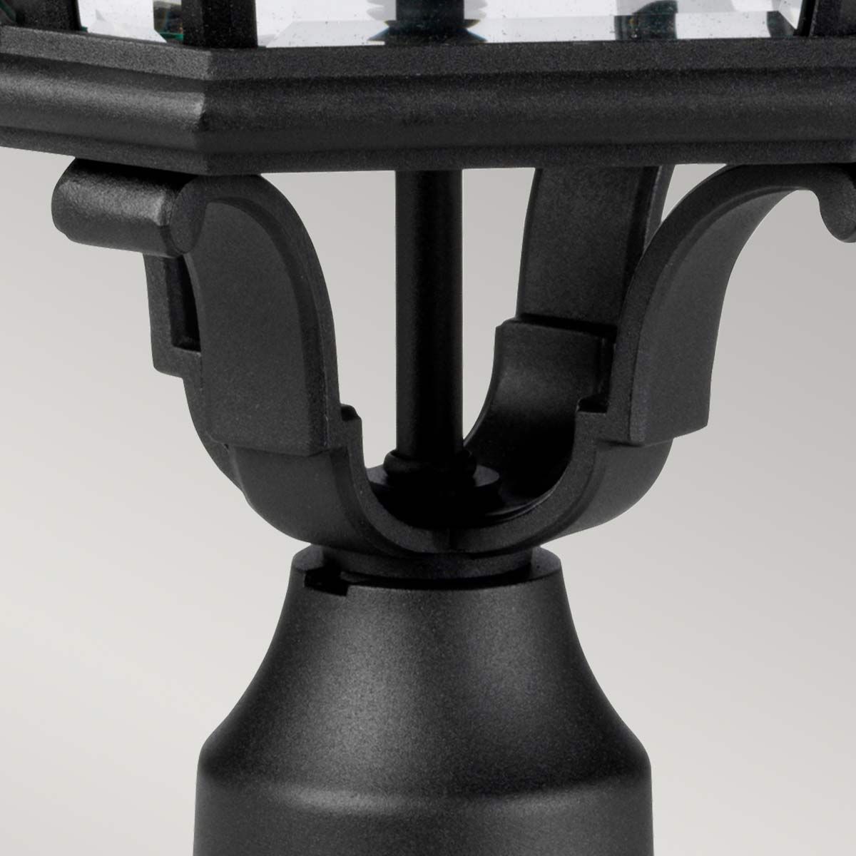 Victorian Elegance: Black Lantern with Ornate Pillar Base